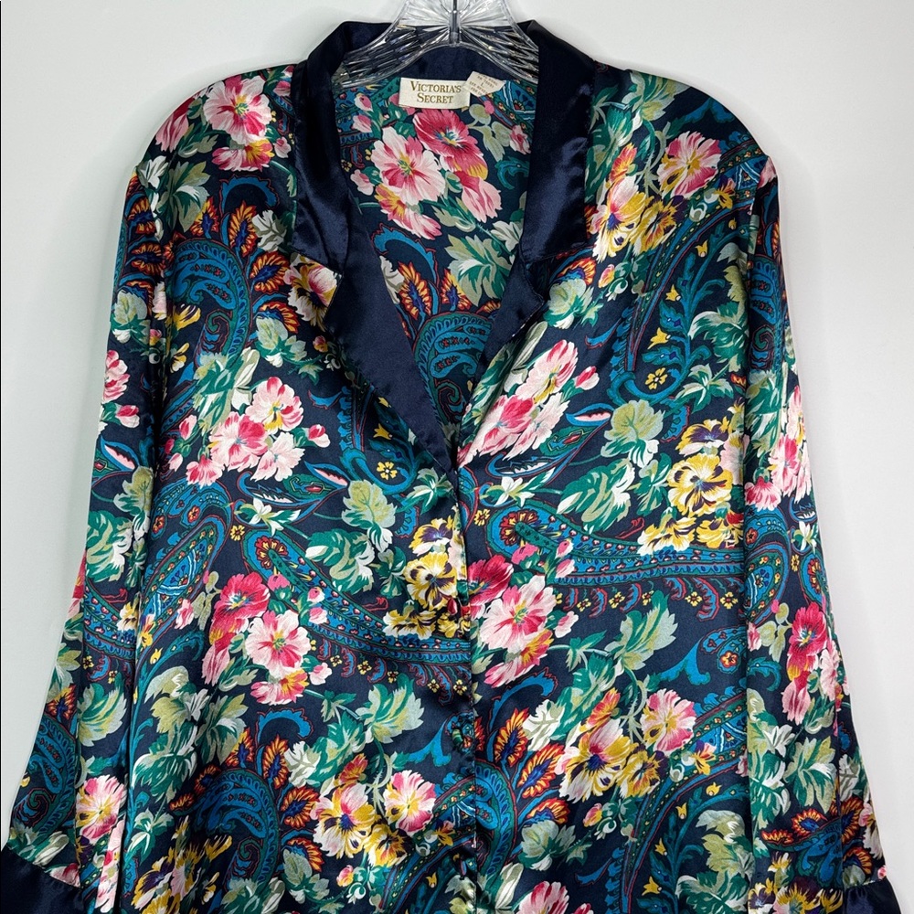 Vintage Victoria's Secret Gold Label Satin Floral Nightshirt Size Large - Picture 2 of 8